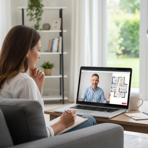 Homeowner on a video design call